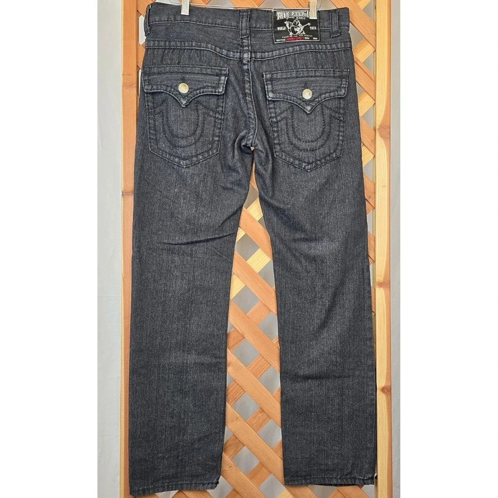 VTG True Religion Y2K Flap Pocket Made In USA Black Denim Size 34 -34x33 VG